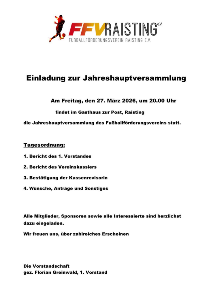 FFV Jahreshauptversammlung