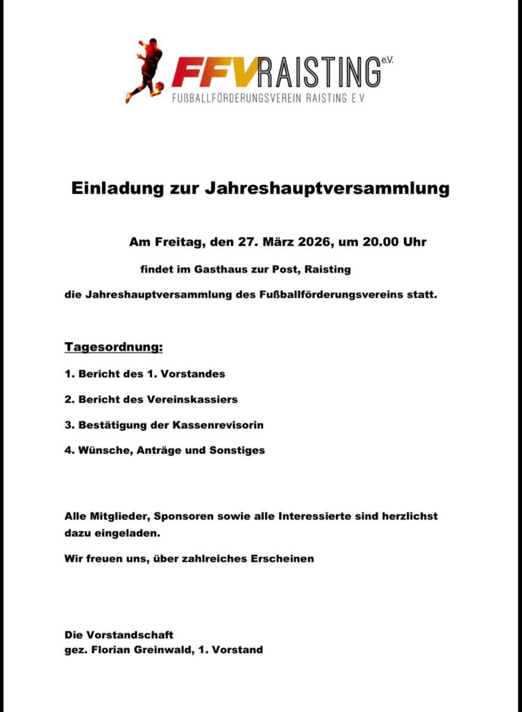 FFV Jahreshauptversammlung